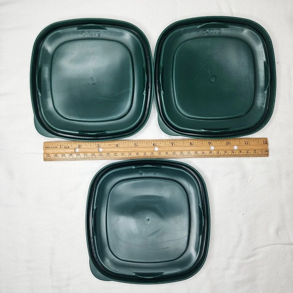 Rubbermaid 7J64 Replacement Lids Square Dark‎ Hunter Green Set of 3 6 in